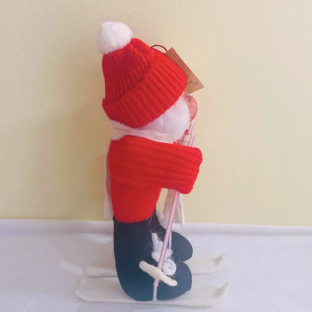 Vtg 1980 JoAnn Crafts Handmade Gnome Christmas Santa Skiing Christmas Ornament